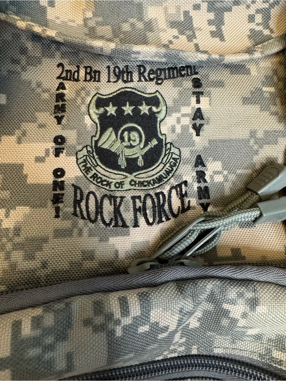 US Army 1st Bn 19th Infantry Tactical Camo Backpack 23x19